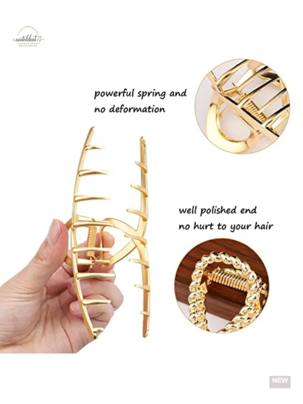 3 PCS Metal Large Claw Clips for Thick Heavy Hair, Strong Hold